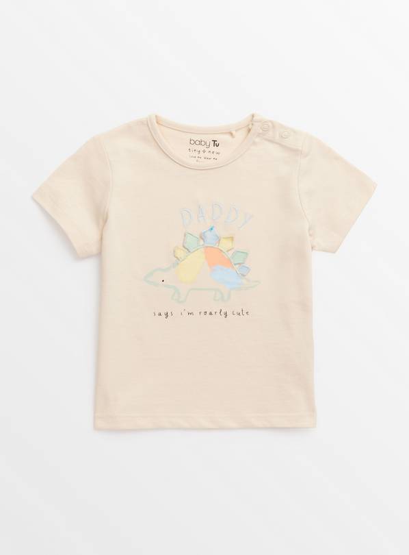 Cream Dinosaur Slogan T-Shirt 3-6 months